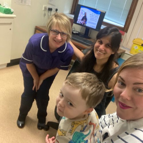 Freddie with members of the hospital staff